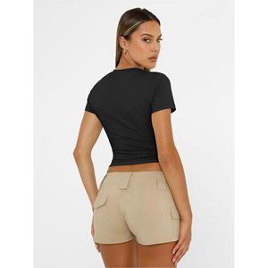 Women's <b>White</b> Baby Tee 100% Cotton Fitted <b>Cropped</b> T Shirt Y2K Streetwear Plain <b>Top</b> Custom Logo Graphic Wholesale OEM Apparel - Product Image 3