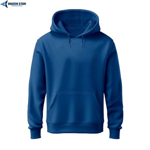 Daizen <b>Star</b> International Men's Black Hooded Sweatshirt Regular Fit Casual Knitted Pullover with Front Pocket - Product Image 2