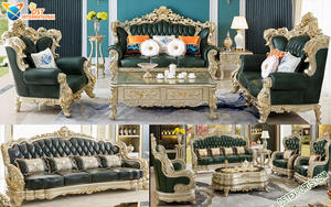 Ensemble de canapés de salle de télévision de luxe de style mexicain Ensemble de canapés rembourrés au design turc traditionnel Ensemble de canapés classiques sculptés en français - Product Image 4