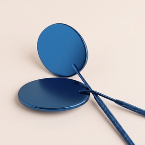 Miroir d'inspection des cils ovale haut de gamme pour salon, miroir de vue sous les cils, finition mate unie rose poudré, poignée antidérapante texturée diamant - Product Image 6