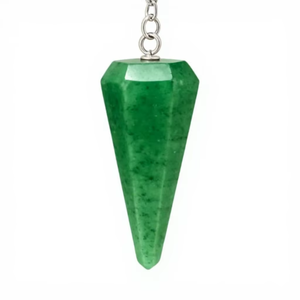 Péndulo de piedra preciosa natural de lujo, verde, facetado, en forma de cono, con cadena plateada, para Feng Shui, Reiki, equilibrio de chakras, arte coleccionable. - Product Image 1