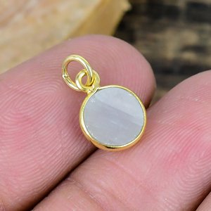 Natural White Sapphire Charm Oval Shape Gemstone Chain <b>Necklace</b> 18k Gold Micron Over 925 Sterling Silver - Product Image 2