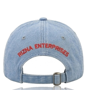Gorra de Béisbol RIZNA de Mezclilla Twill, 6 Paneles, Ajustable, Unisex, Estilo Casual Vintage, Lavada, con Logotipo Bordado en 3D en el Panel Frontal, Azul, Algodón, Metal - Product Image 3