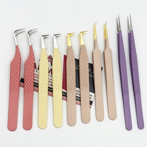 Pince à cils personnalisée en acier inoxydable durable, à 90 degrés, pour extensions de cils volume, pointe fine avec logo - Product Image 6