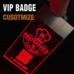 VIP Badge Custom Premium <b>Rechargeable</b> <b>LED</b> <b>Light</b> Up Reusable Acrylic VIP Badge Souvenir with Logo for Event Conference OEM Factor - Product Image 1