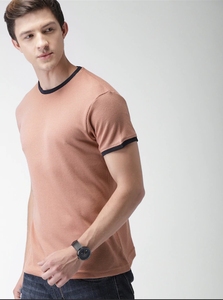 Camiseta Casual de Manga Corta Rosa para Hombre, Cuello Redondo, Color Sólido, 100% Algodón, Transpirable, Tejido Ecológico, ODM, Ropa de Verano - Product Image 2