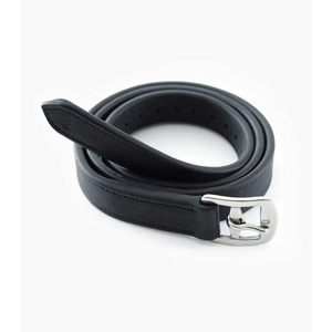Correas de estribo ajustables de 25 orificios con hebilla de 1 pulgada de ancho, de cuero PE alemán Aniline Marrón/Negro (120-145cm) para equitación, personalizables con marca - Product Image 2