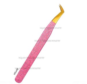 Pinzas de Extensión de Pestañas de Precisión Antiestáticas de Acero Inoxidable con Punta Puntiaguda de 45/75/90 Grados y Logotipo Personalizado Pink Heart - Product Image 3