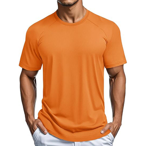 Men's <b>Orange</b> Short Sleeve Quick Dry Breathable 180g Polyester <b>T</b>-<b>Shirt</b> Regular Fit O-Neck Casual Solid Color Knitted Athletic - Product Image 1