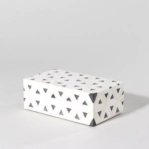 Minimalist Rectangular <b>Cardboard</b> Storage <b>Box</b> With Lid Black <b>White</b> Triangle Pattern Decorative Container For Home Sundries - Product Image 1