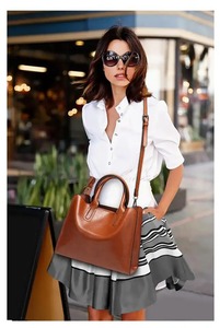 Nouveau sac à bandoulière en cuir véritable vintage de luxe AZORES SPORTS, sac fourre-tout à fermeture éclair, design de créateur de mode - Product Image 3