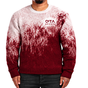 Maroon and <b>White</b> Gradient <b>Men</b> <b>Sweater</b> Crew Neck Long Sleeve Knitted Pullover Custom Casual Streetwear Winter Fashion Wholesale - Product Image 1