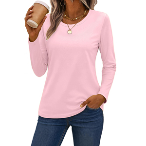 Premium Cotton <b>Blend</b> Women T Shirt Casual Solid Color Full Sleeve Soft Breathable Basic T-Shirts For Daily Casual And Gym Wear - Product Image 1