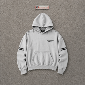 <b>Mens</b> Oversized Distressed <b>Pullover</b> Hoodie Light Grey Built Different Embroidered Fleece Streetwear Casual Winter Fashion Top - Product Image 5