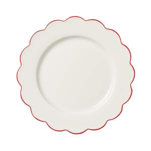 Plato de Servir Moderno Nórdico Blanco con Borde Festoneado de Metal, Plato Base de Metal con Borde Azul Personalizado, Vajilla para Restaurante y Hotel - Product Image 2