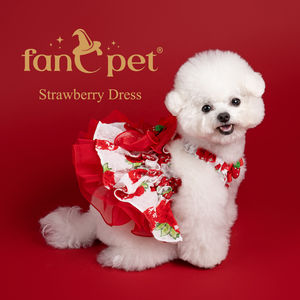 [Lydia.st] fanCpet Robe de fête pour animaux de compagnie à imprimé fraises de qualité supérieure avec jupe en organza multicouche - Product Image 4