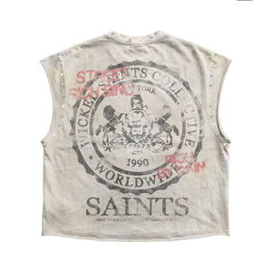 Conjunto de Ropa Urbana para Hombre, Estilo Vintage, 100% Algodón Grueso, con Estampado de Serigrafía Personalizado, Diseño Desgastado, Premium, a la Moda, para Verano - Product Image 3