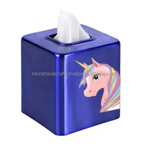 Home Decor Tissue Servet Box Houder Voor Eettafel Keuken Home Office Designer Improvement Square Glossy Blue Tissue Box