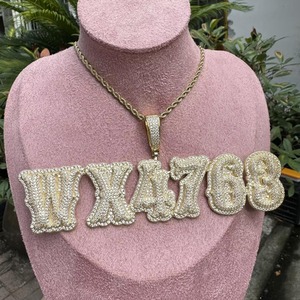 Moissanite Letter Name <b>Pendant</b> 18K Gold Filled Round Brilliant Cut Micro Insert Hip Hop Theme Charms Custom <b>Initial</b> <b>Pendant</b> - Product Image 4