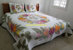 Couvre-lits hawaïens faits main, élégants et tendance, en coton 100 %, avec broderies de tortues et de fleurs, pour la maison et l'hôtel. - Product Image 3