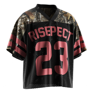 T-shirt surdimensionné personnalisé de style rétro streetwear pour hommes, coupe ample, maille respirante, coupe carrée, maillot de football américain - Product Image 5