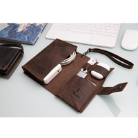 Organisateur de câbles, accessoires technologiques, porte-câbles, sac en cuir véritable, accessoires de voyage personnalisés, faits à la main, taille personnalisable
