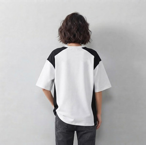Camisetas de mujer de alta calidad, 100% algodón, de dos tonos, estilo oversize, corte holgado, cuello redondo, para verano, transpirables, estilo streetwear. - Product Image 2
