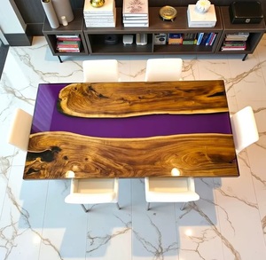 Mesa de Resina Epoxi con Diseño Único de Río, Mesa de Comedor de Madera para Restaurante, Tablero de Mesa de Resina Epoxi Morada - Product Image 3