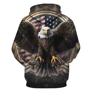 Sudaderas con capucha con bandera americana, sudaderas con capucha con estampado de animales y montañas, estampado patriótico de EE. UU., sudaderas informales para hombre, jersey informal de manga larga - Product Image 2