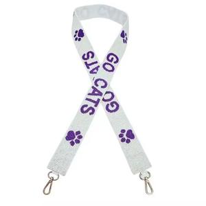 Personalized Custom Handmade Embroidered Glass Beads Wide Strap Replacement Crossbody Purse Strap for Stadium <b>Bag</b>-CRYSTAL CRAFT - Product Image 5