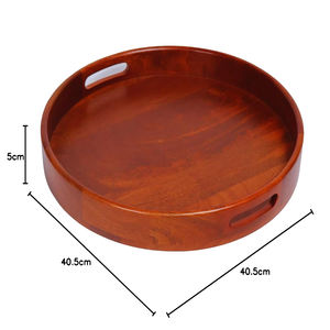 Mango Wood Decorative Serving Tray Cutout with Handles Wooden Tray Multipurpose Tray <b>for</b> Daily <b>Kitchen</b> Dining Home Party Utility - Product Image 3