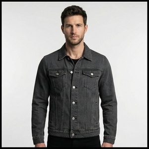 Veste en jean de haute qualité Oem en coton lourd homme bleu marine broderie surdimensionné conception de logo personnalisé veste en jean pour hommes pour hommes - Product Image 1