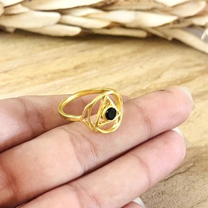 Unique Design Boho Chakra <b>Black</b> Onyx <b>Ring</b> Boho Brass Jewelry for <b>Women</b> 18k Gold Plated Geometric Band for Wholesale/OEM/ODM - Product Image 2