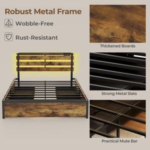 Base de Cama con Luces LED y Puertos USB en Tamaños Matrimonial/Queen/Single con Cajones - Product Image 5