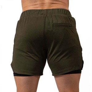 Pantalones Cortos Deportivos Casuales para Hombre, Color Verde Oliva, con Cordón Ajustable, de Secado Rápido, Cintura Media - Product Image 2