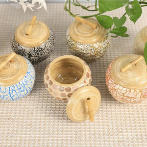 Fournisseur d'usine du Vietnam de pots en bambou avec incrustation de nacre pour le stockage, export en gros - Product Image 1