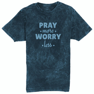 เสื้อยืดพิมพ์ลาย Pray More Worry Less สำหรับผู้ชาย แขนสั้น คอกลม ผ้าเจอร์ซีย์ลำลอง ผ้าฝ้าย ทรงปกติ - Product Image 4