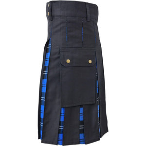 Venta al por mayor de kilt híbrido escocés personalizado para mujer, tela de algodón, pliegues de tartán azul Ramsay, suministros de fábrica - Product Image 1