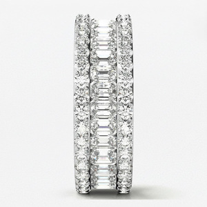 Women's 925 Sterling <b>Silver</b> Moissanite Eternity Band <b>Ring</b> Rhodium Plated Baguette Cut Pave Setting Luxury Wedding Jewelry - Product Image 2