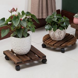 Soporte para Macetas de Madera Natural Sólida con Ruedas, Base Rodante para Plantas, Hecho en Vietnam - Product Image 2