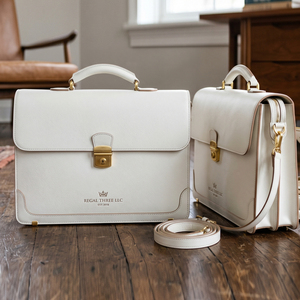 Genuine Leather Briefcase Hard Case Classic Style With Flap Closure And Laptop Compartment Business Use Briefcase <b>Bags</b> - Product Image 2