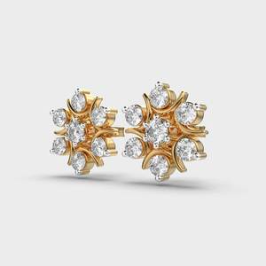 IGI Certified Lab Grown Diamond Floral Cluster Starburst Stud <b>Earrings</b> 14K Yellow / White / Rose Gold Luxury Designer <b>Earrings</b> - Product Image 2