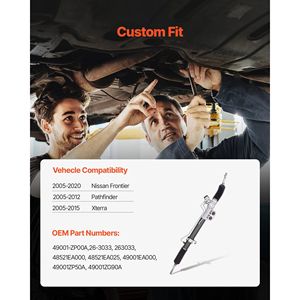 Ensemble crémaillère de direction assistée hydraulique avec soufflet de protection compatible Nissan Frontier 2ème génération 2005-2020 - Product Image 2