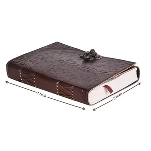 Carnet en cuir vintage fait main marron antique 7x5, 240 pages lignées thermocollées pour journalisation et croquis, usage personnel - Product Image 4