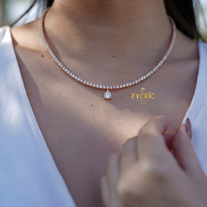 Collar con Colgante de Diamante Cultivado en Laboratorio Clásico Dorado para Mujer, Cadena de Eslabones, Chapado en Oro de 14K y 18K, Regalo Moderno para Compromiso, Boda o Fiesta - Product Image 5