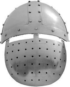 Casco de réplica de caballero vikingo de cara completa de plata medieval de alta venta armadura de acero antiguo para adultos disfraz de Halloween - Product Image 1
