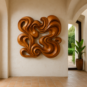 Sculpture murale en bois faite à la main, style Art déco unique, décoration sculptée pour anniversaire, décoration murale pour la fête de l'inauguration de la maison, les festivités de Diwali - Product Image 2