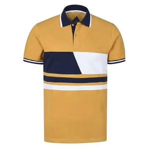 Chemise polo pour homme en couleur jaune uni, col rabattu, coupe classique, pour l'été, avec services OEM ODM - Product Image 1