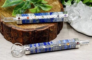 Bâton de guérison des chakras en cristal dynamique fait main, en agate et lapis-lazuli naturels de qualité supérieure, vente en gros - Product Image 5