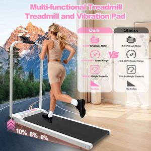 Tapis Roulant Pieghevole 2-in-1 con Manubrio Inclinabile, Scrivania Portatile e Vibrazione, Telecomando - per Esercizi a Casa - Product Image 3